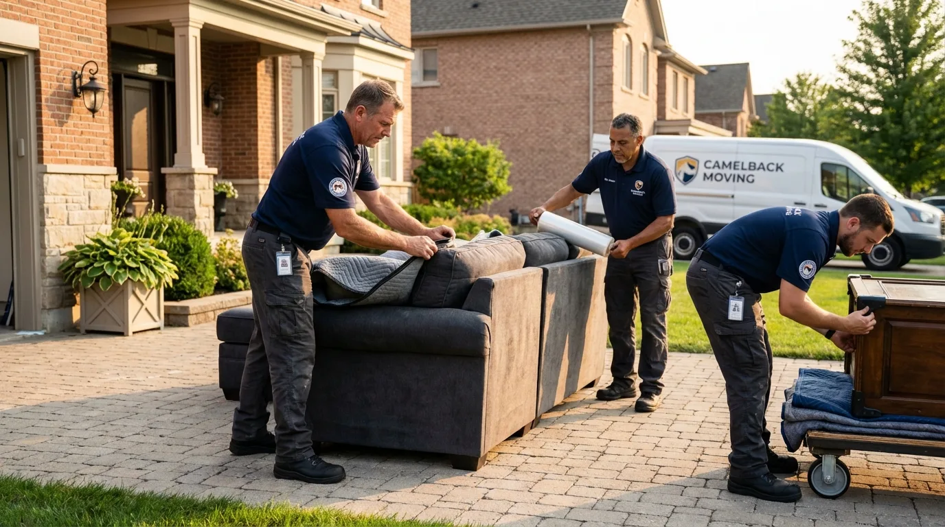 Large estate moving crew wrapping furniture in Waretown, NJ